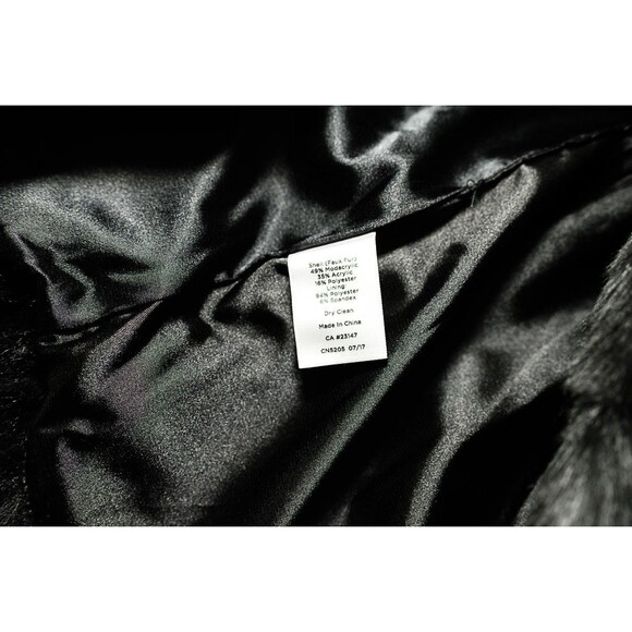 Talbots Black Ribbed Faux Fur Vest Jacket Mob Wife womens M - Picture 5 of 7